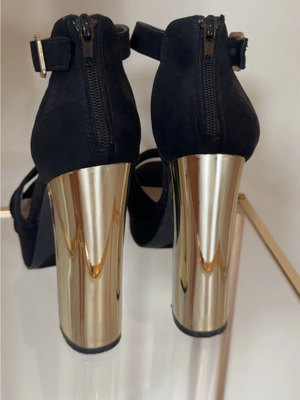 Black Platform Ankle-Strap Heels